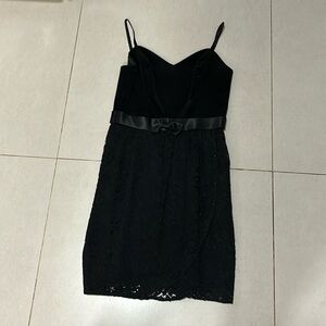 Kookai mini lace and velvet skinny strap dress